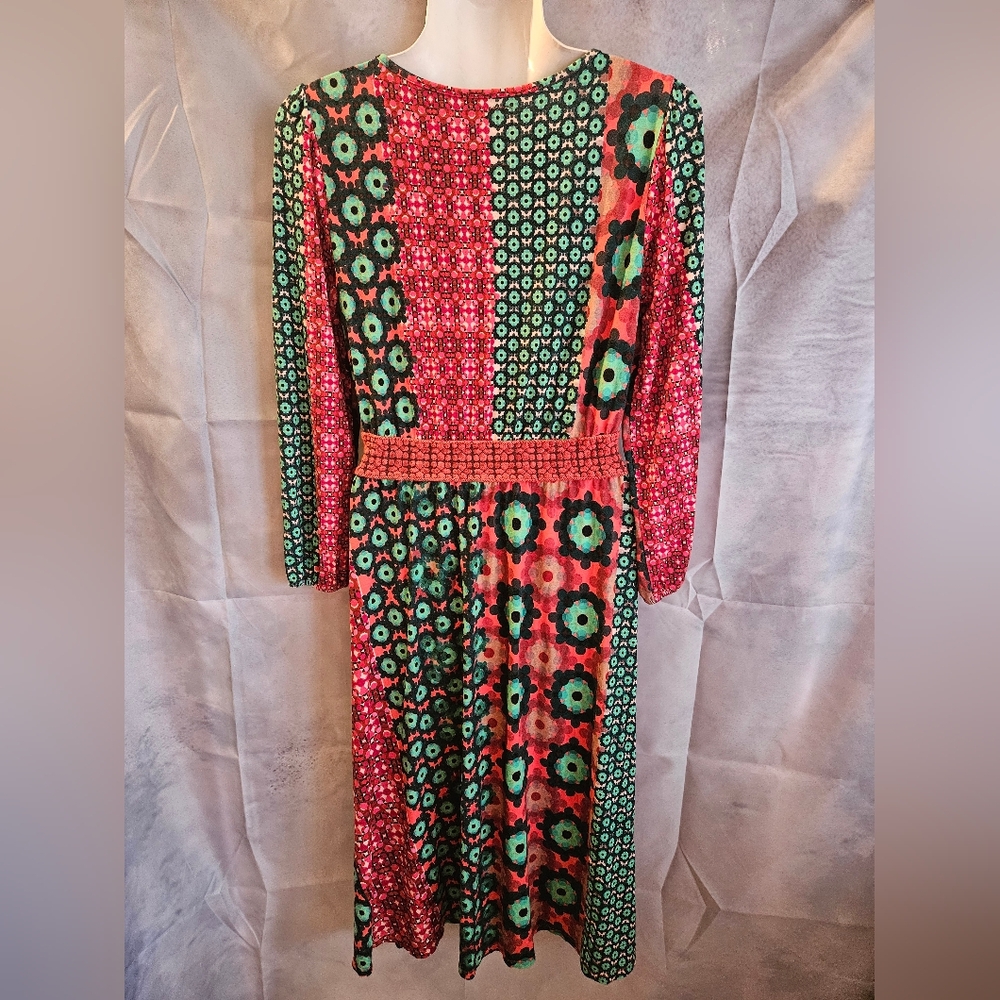 Aldo Martins Patchwork Geometric Long Sleeve Midi… - image 5